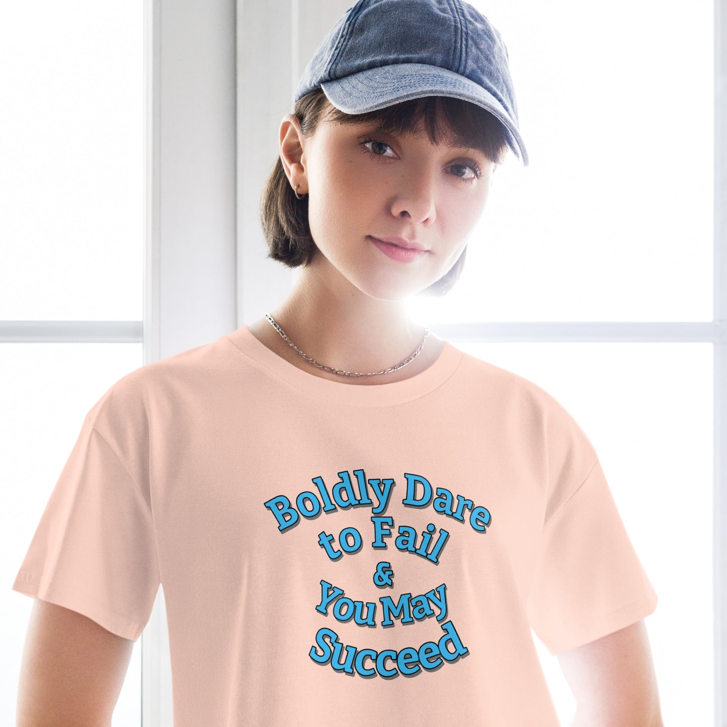 "Boldly Dare to Fail" 100% Cotton Women’s crop top by Mighty Shirt