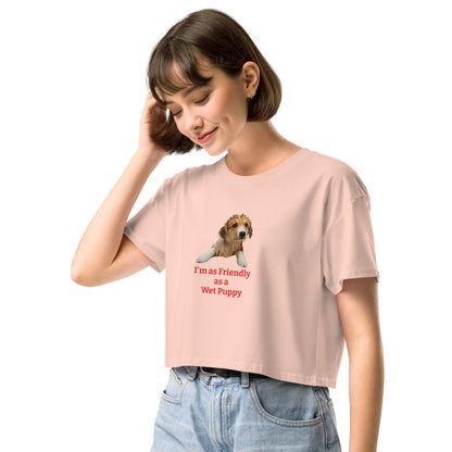 MIghtyShirt  wet puppy Dog rescue love 100% Cotton Women’s crop top