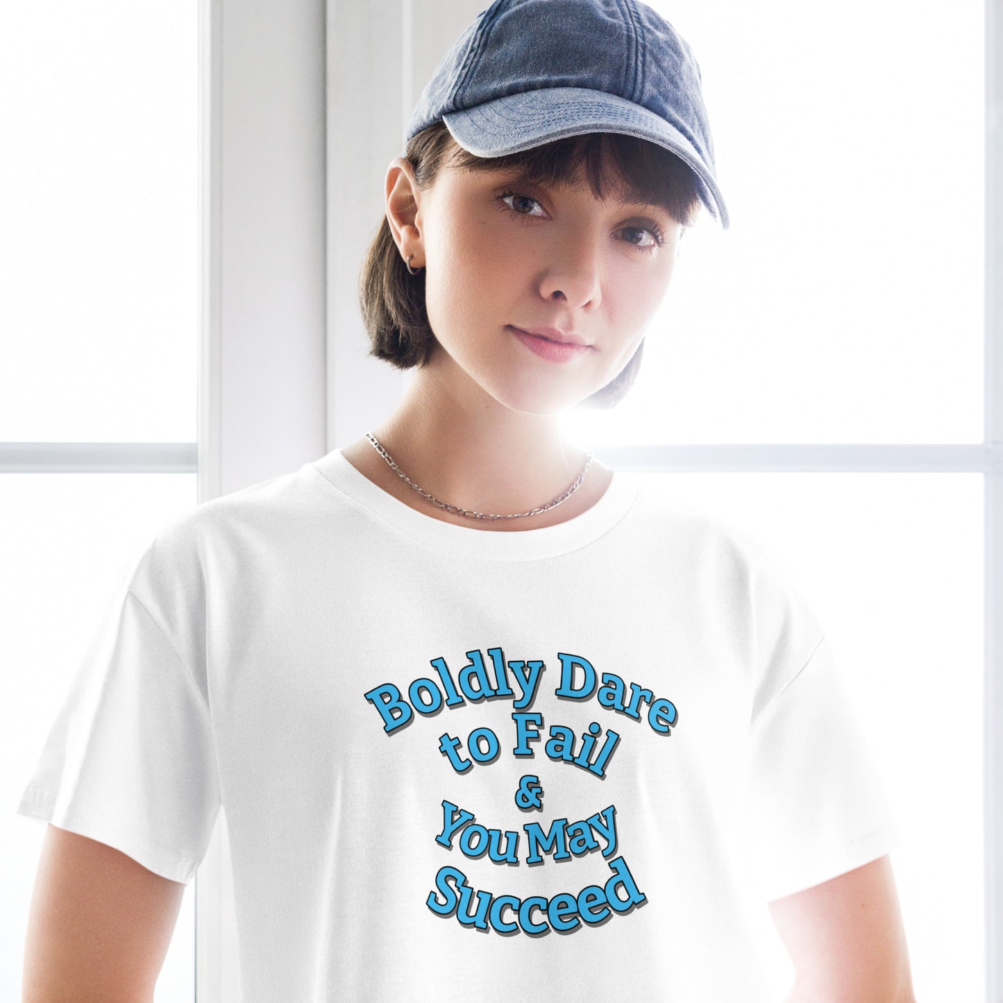 "Boldly Dare to Fail" 100% Cotton Women’s crop top by Mighty Shirt