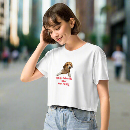 MIghtyShirt  wet puppy Dog rescue love 100% Cotton Women’s crop top