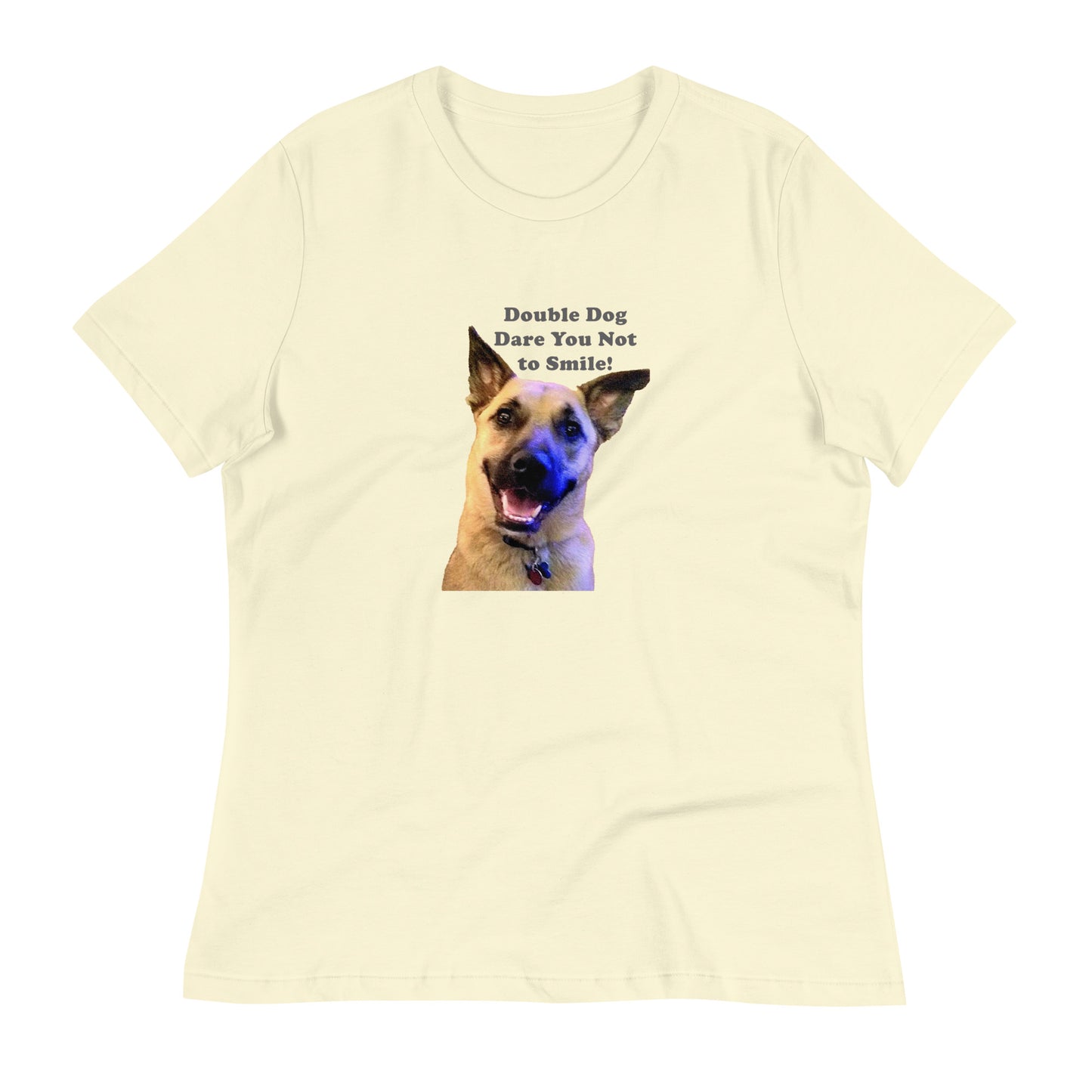 dare smile rescue dog MightyShirt funny women's premium cotton T-Shirt