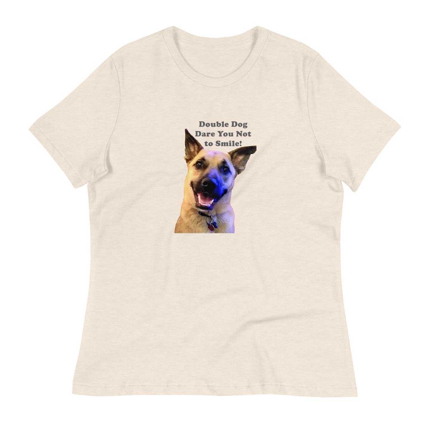 dare smile rescue dog MightyShirt funny women's premium cotton T-Shirt