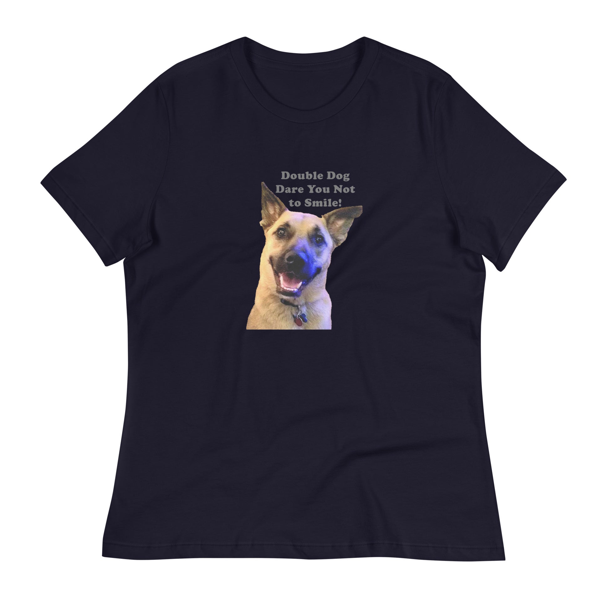dare smile rescue dog MightyShirt funny women's premium cotton T-Shirt