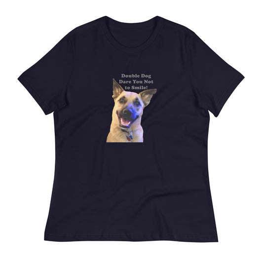 dare smile rescue dog MightyShirt funny women's premium cotton T-Shirt